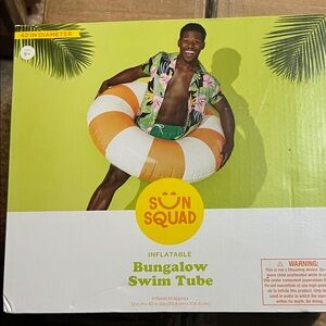 Inflatable Bungalow Swim Tube - Orange and White